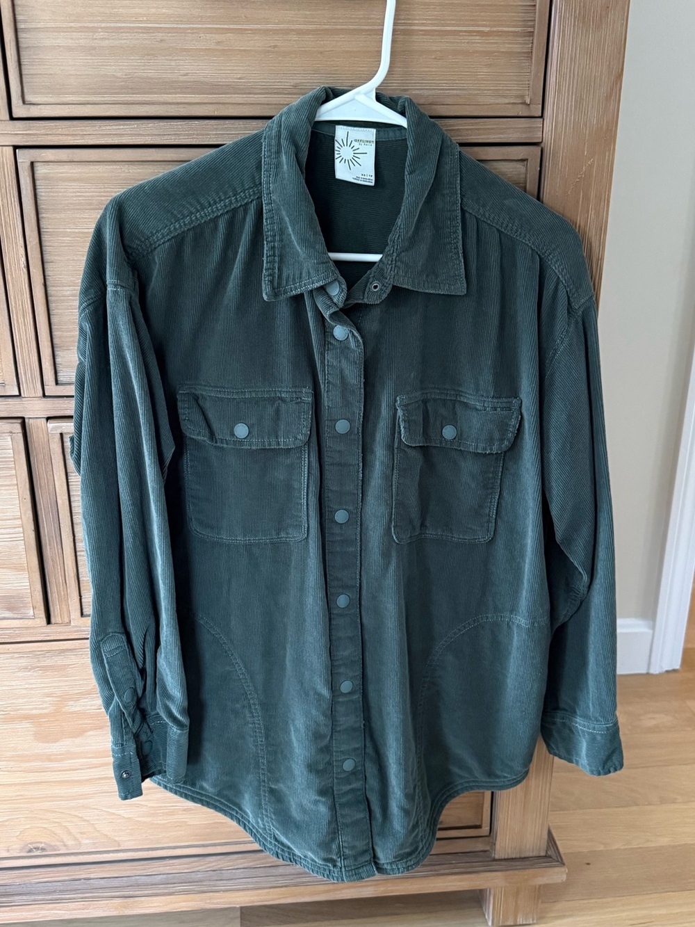 Aerie Offline Oversized Corduroy Shacket Shirt (Forest/Olive Green)